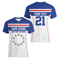 Custom Cape Verde Pride Women V-Neck T-Shirt Blue Sharks Rising - Wonder Print Shop