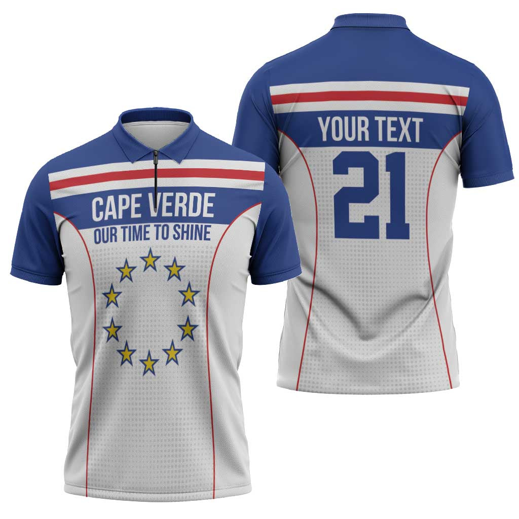 Custom Cape Verde Pride Zipper Polo Shirt Blue Sharks Rising - Wonder Print Shop