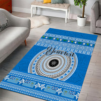 Personalised Fiji Marau Na Kerisimasi Area Rug Merry Christmas Tapa Pattern Blue Style LT9 - Wonder Print Shop