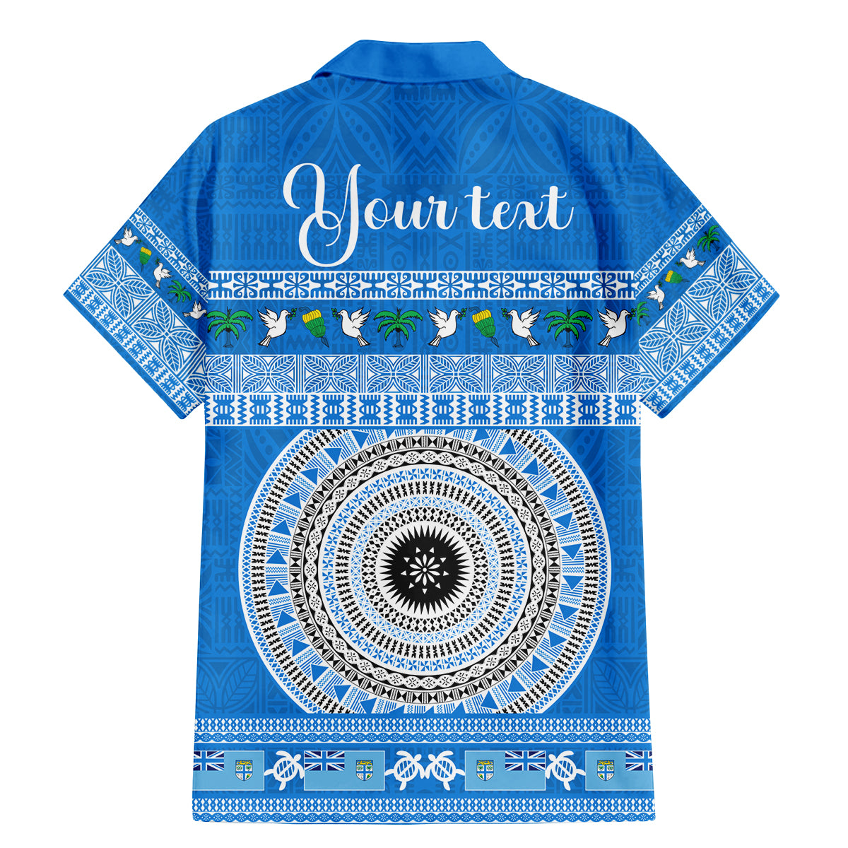 Personalised Fiji Marau Na Kerisimasi Family Matching Mermaid Dress and Hawaiian Shirt Merry Christmas Tapa Pattern Blue Style LT9 - Wonder Print Shop