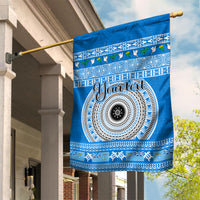 Personalised Fiji Marau Na Kerisimasi Garden Flag Merry Christmas Tapa Pattern Blue Style - Wonder Print Shop