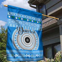 Personalised Fiji Marau Na Kerisimasi Garden Flag Merry Christmas Tapa Pattern Blue Style - Wonder Print Shop