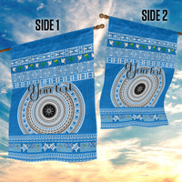 Personalised Fiji Marau Na Kerisimasi Garden Flag Merry Christmas Tapa Pattern Blue Style - Wonder Print Shop