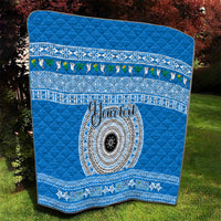 Personalised Fiji Marau Na Kerisimasi Quilt Merry Christmas Tapa Pattern Blue Style - Wonder Print Shop