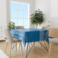 Personalised Fiji Marau Na Kerisimasi Tablecloth Merry Christmas Tapa Pattern Blue Style - Wonder Print Shop