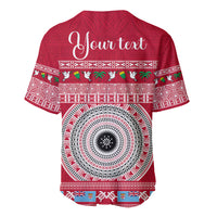 Personalised Fiji Marau Na Kerisimasi Baseball Jersey Merry Christmas Tapa Pattern Red Style LT9 - Wonder Print Shop