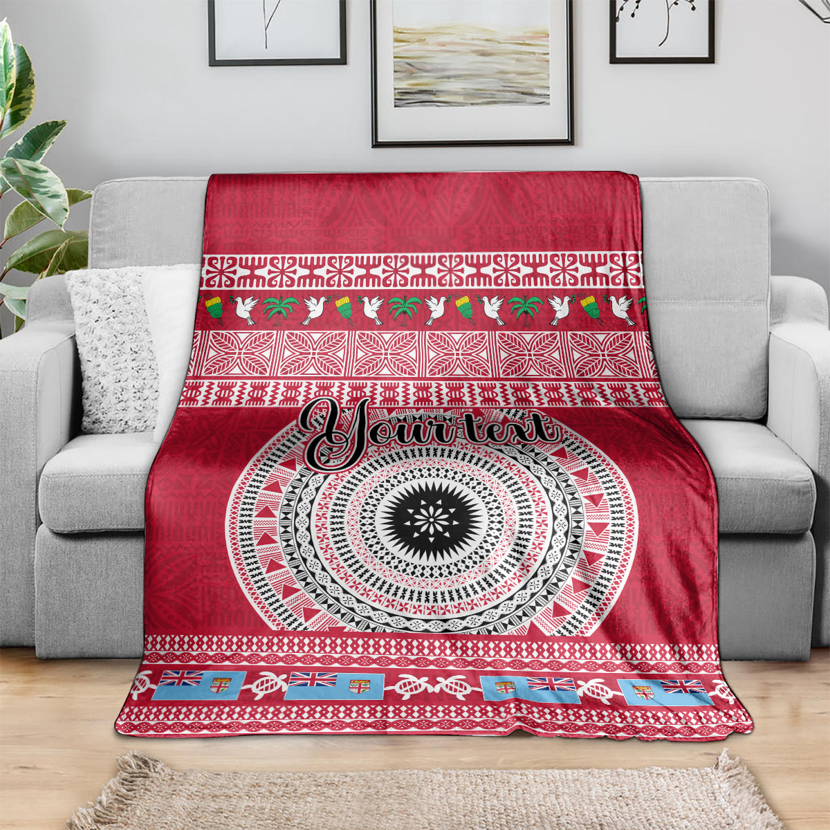 personalised-fiji-marau-na-kerisimasi-blanket-merry-christmas-tapa-pattern-red-style
