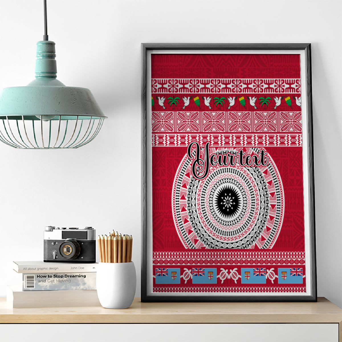 Personalised Fiji Marau Na Kerisimasi Canvas Wall Art Merry Christmas Tapa Pattern Red Style LT9 - Wonder Print Shop