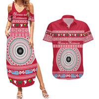 Personalised Fiji Marau Na Kerisimasi Couples Matching Summer Maxi Dress and Hawaiian Shirt Merry Christmas Tapa Pattern Red Style LT9 - Wonder Print Shop