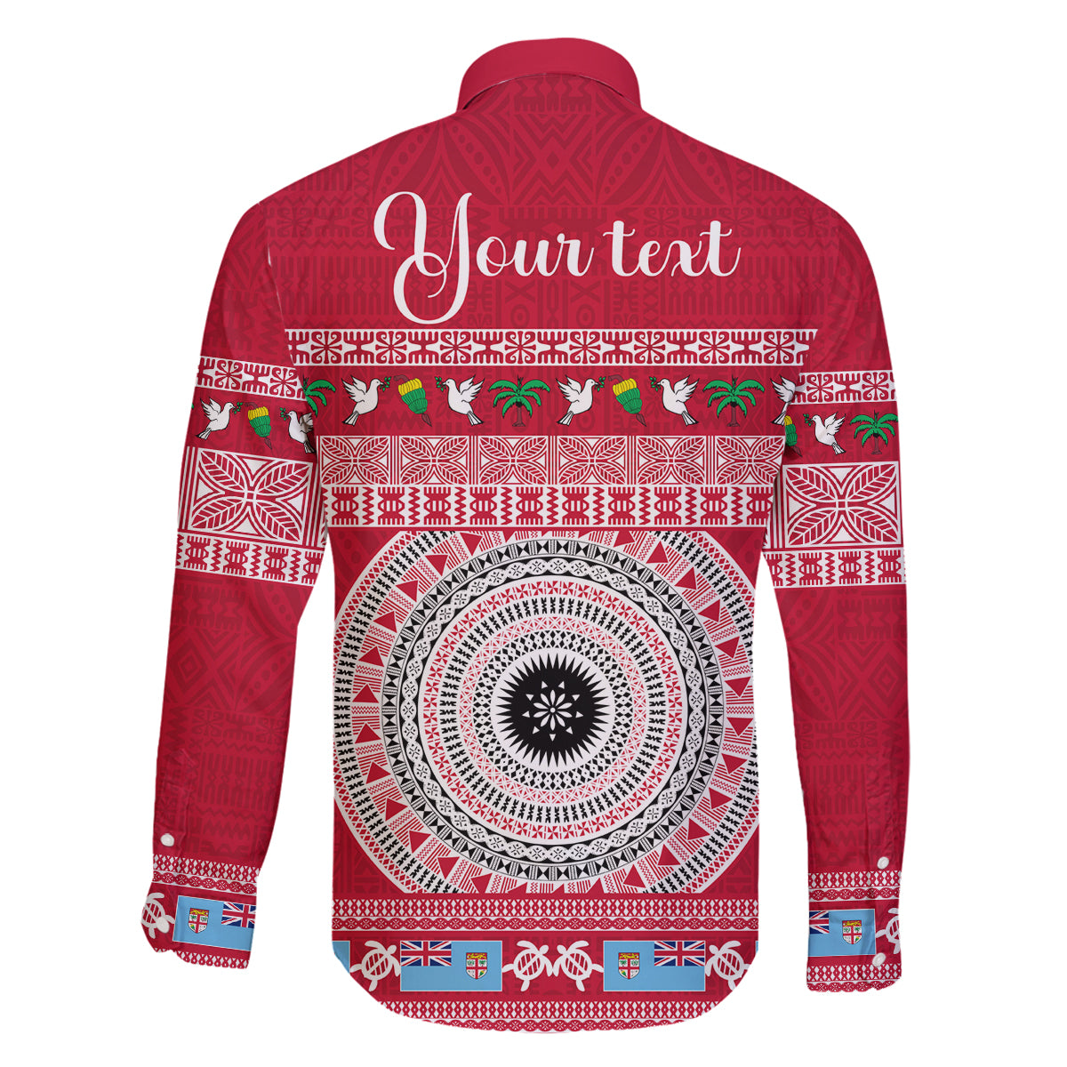 Personalised Fiji Marau Na Kerisimasi Family Matching Long Sleeve Bodycon Dress and Hawaiian Shirt Merry Christmas Tapa Pattern Red Style LT9 - Wonder Print Shop