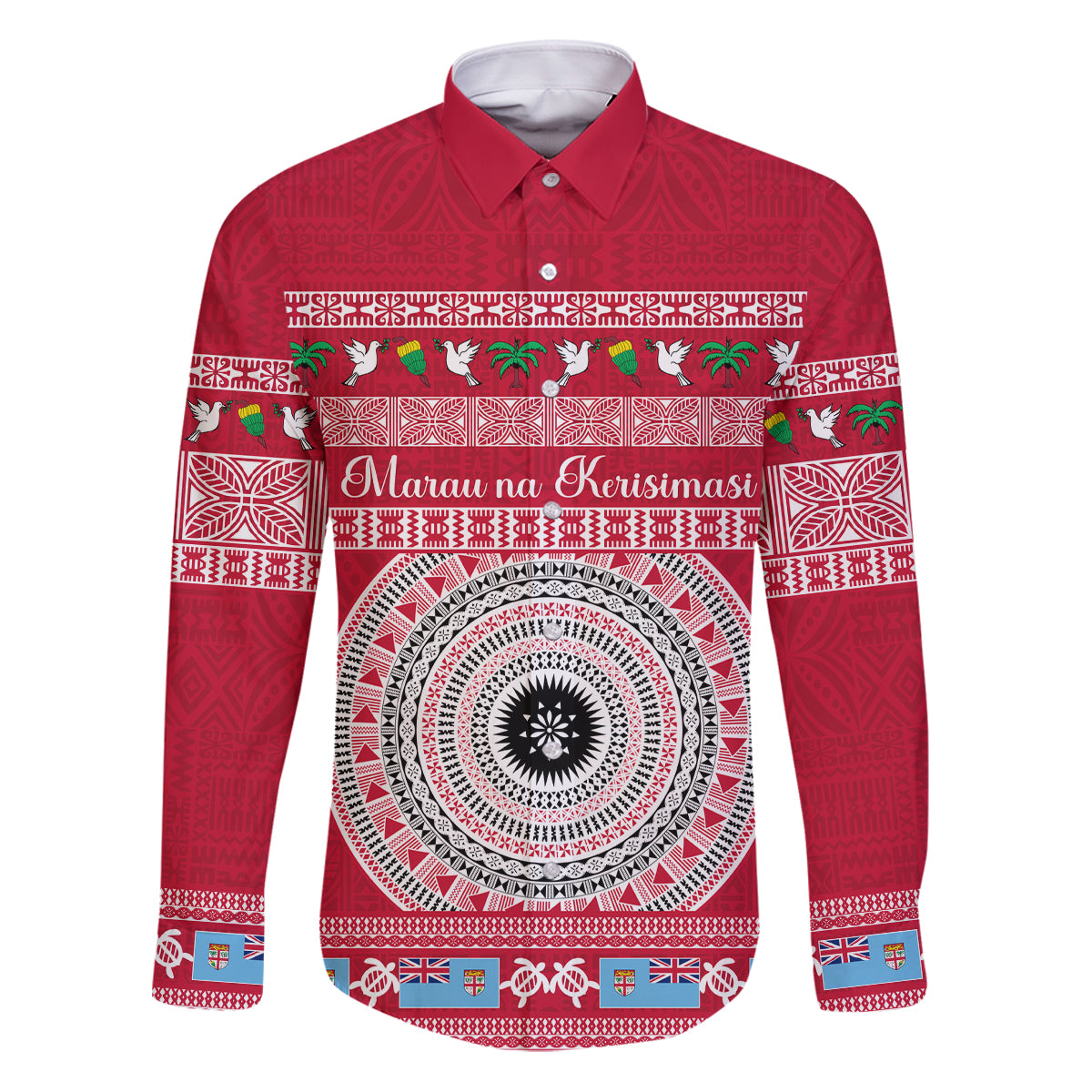 Personalised Fiji Marau Na Kerisimasi Family Matching Puletasi Dress and Hawaiian Shirt Merry Christmas Tapa Pattern Red Style - Wonder Print Shop