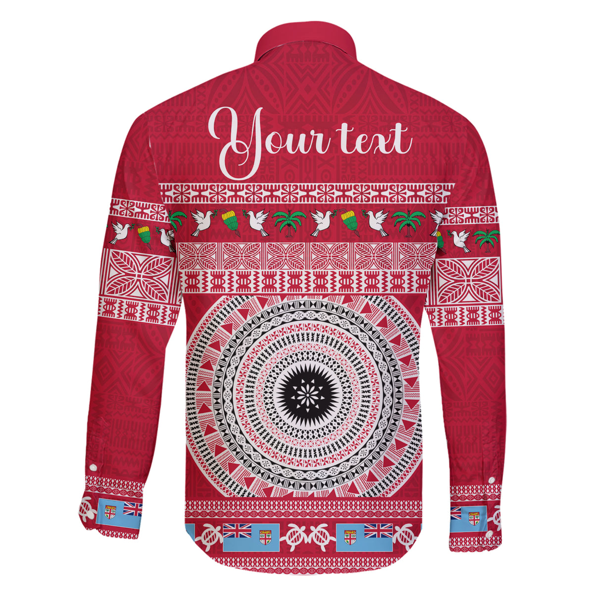 Personalised Fiji Marau Na Kerisimasi Family Matching Short Sleeve Bodycon Dress and Hawaiian Shirt Merry Christmas Tapa Pattern Red Style - Wonder Print Shop