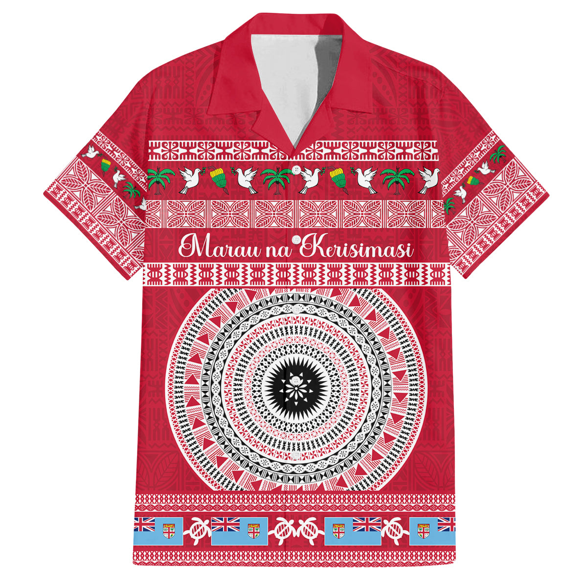 Personalised Fiji Marau Na Kerisimasi Family Matching Summer Maxi Dress and Hawaiian Shirt Merry Christmas Tapa Pattern Red Style - Wonder Print Shop