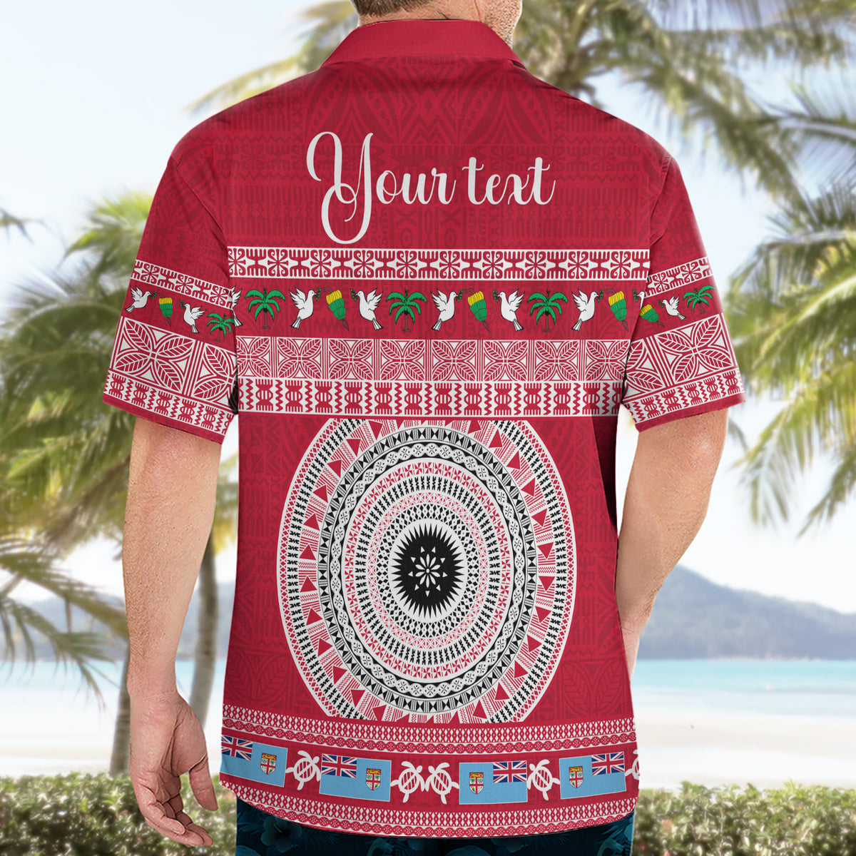 Personalised Fiji Marau Na Kerisimasi Hawaiian Shirt Merry Christmas Tapa Pattern Red Style - Wonder Print Shop