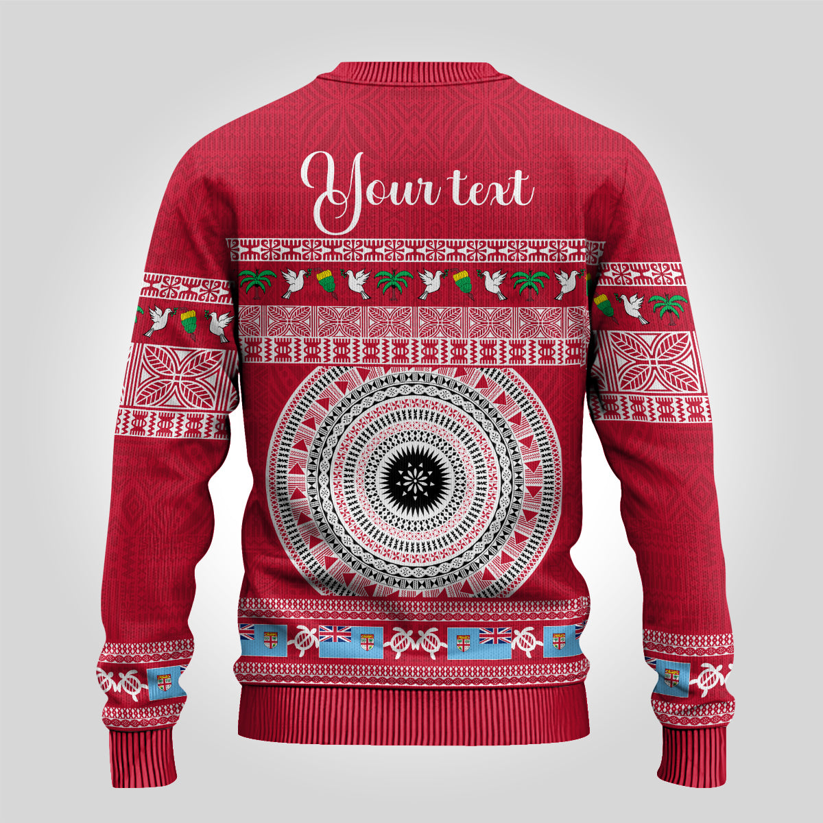 Personalised Fiji Marau Na Kerisimasi Ugly Christmas Sweater Merry Christmas Tapa Pattern Red Style - Wonder Print Shop