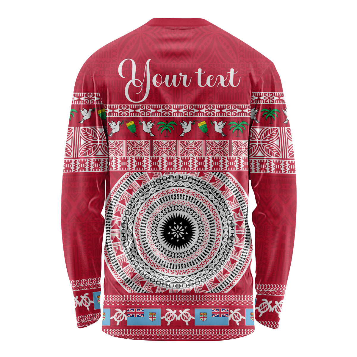 Personalised Fiji Marau Na Kerisimasi Long Sleeve Shirt Merry Christmas Tapa Pattern Red Style - Wonder Print Shop