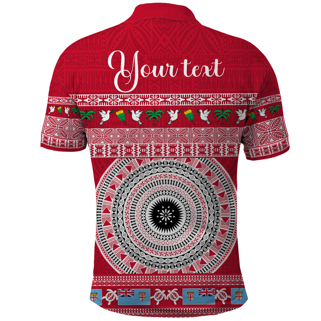 Personalised Fiji Marau Na Kerisimasi Polo Shirt Merry Christmas Tapa Pattern Red Style - Wonder Print Shop