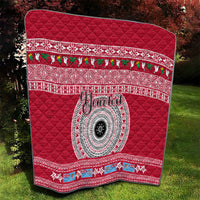 Personalised Fiji Marau Na Kerisimasi Quilt Merry Christmas Tapa Pattern Red Style - Wonder Print Shop