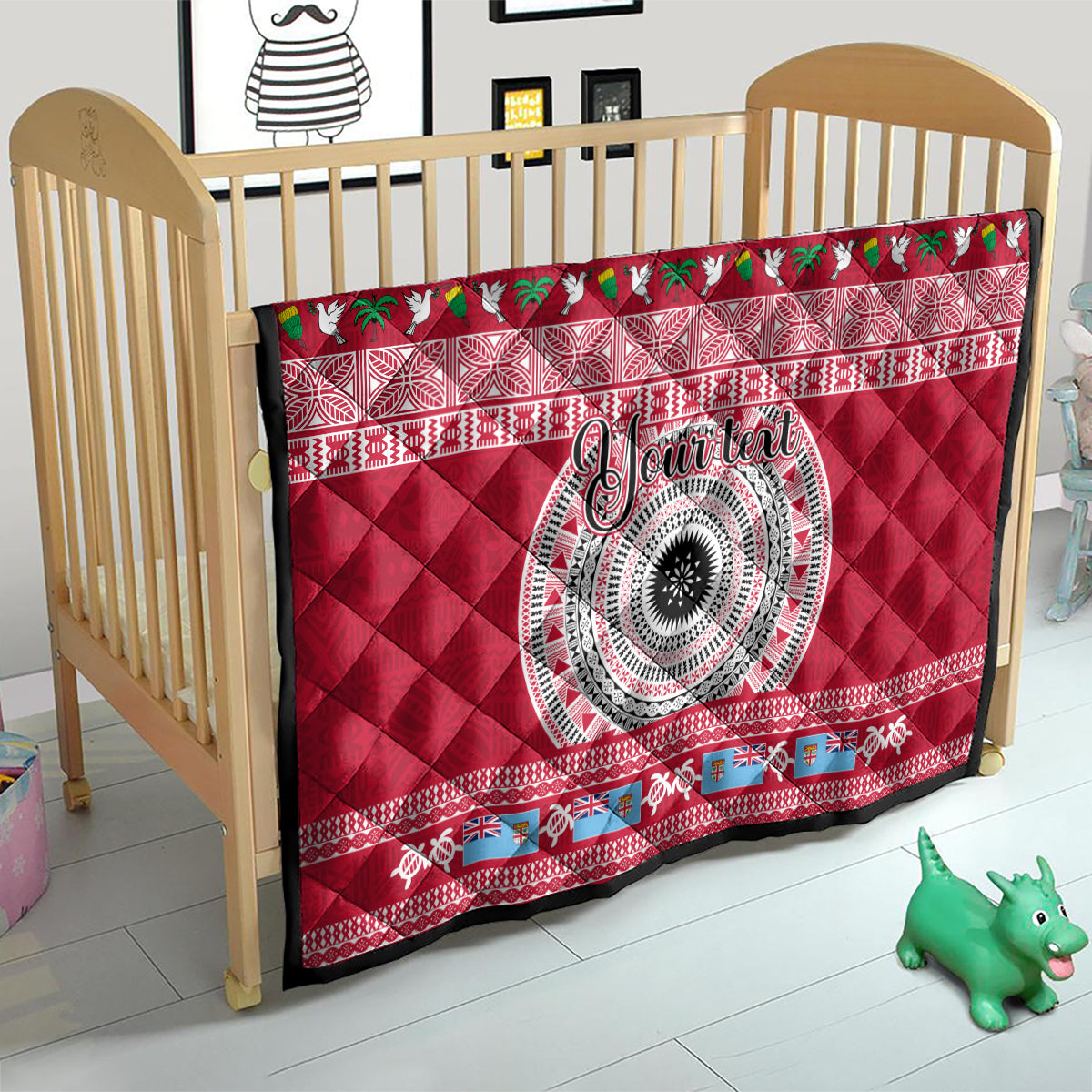 Personalised Fiji Marau Na Kerisimasi Quilt Merry Christmas Tapa Pattern Red Style - Wonder Print Shop