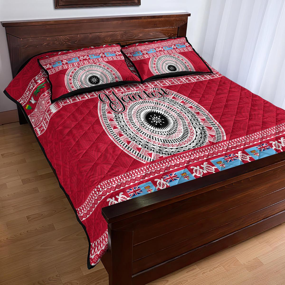 Personalised Fiji Marau Na Kerisimasi Quilt Bed Set Merry Christmas Tapa Pattern Red Style - Wonder Print Shop