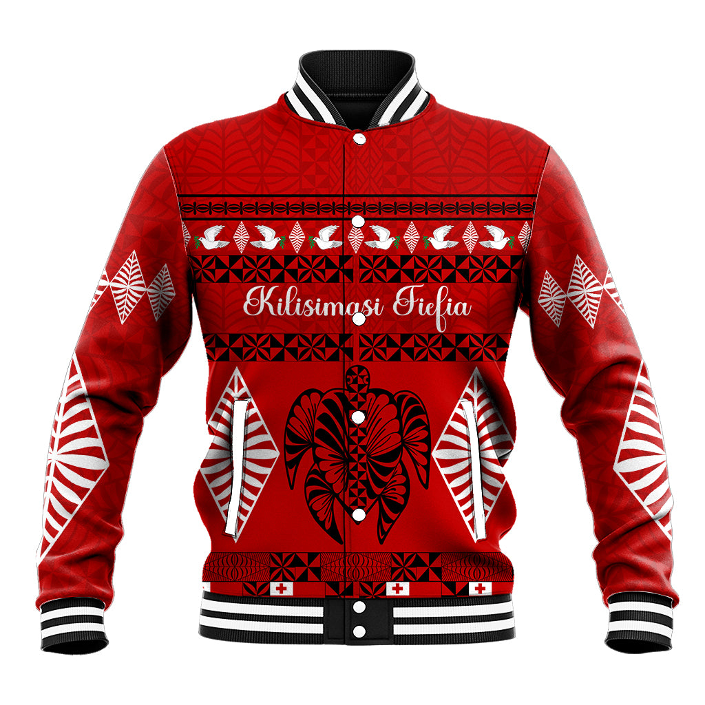 Personalised Tonga Kilisimasi Fiefia Baseball Jacket Merry Christmas with Turtle Ngatu Pattern LT9 - Wonder Print Shop