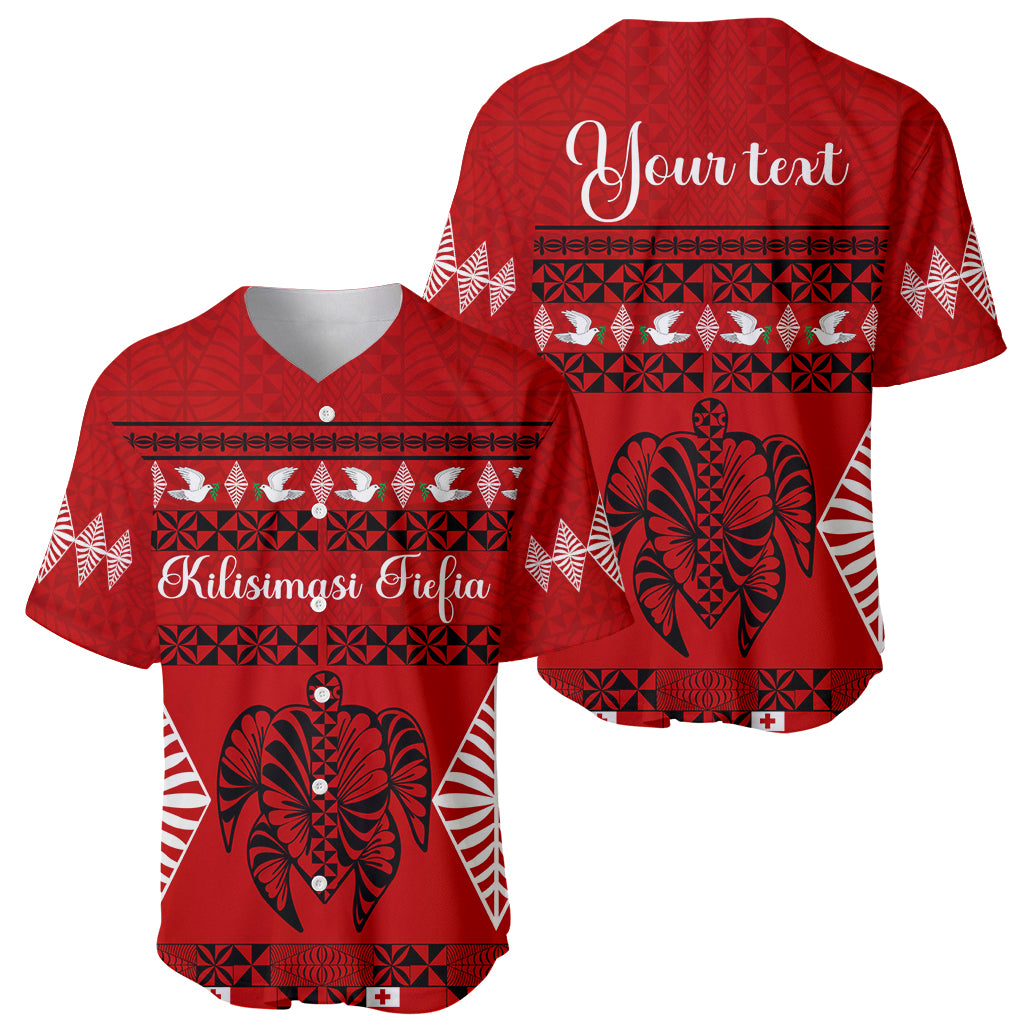 Personalised Tonga Kilisimasi Fiefia Baseball Jersey Merry Christmas with Turtle Ngatu Pattern LT9 - Wonder Print Shop
