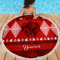 Personalised Tonga Kilisimasi Fiefia Beach Blanket Merry Christmas with Turtle Ngatu Pattern LT9 - Wonder Print Shop
