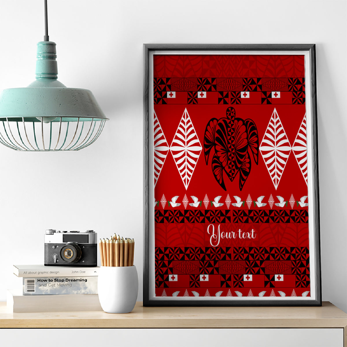 Personalised Tonga Kilisimasi Fiefia Canvas Wall Art Merry Christmas with Turtle Ngatu Pattern LT9 - Wonder Print Shop