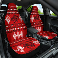 Personalised Tonga Kilisimasi Fiefia Car Seat Cover Merry Christmas with Turtle Ngatu Pattern LT9 - Wonder Print Shop