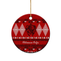 Personalised Tonga Kilisimasi Fiefia Ceramic Ornament Merry Christmas with Turtle Ngatu Pattern LT9 - Wonder Print Shop