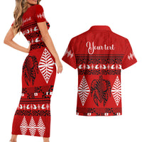 Personalised Tonga Kilisimasi Fiefia Couples Matching Short Sleeve Bodycon Dress and Hawaiian Shirt Merry Christmas with Turtle Ngatu Pattern LT9 - Wonder Print Shop