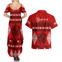 Personalised Tonga Kilisimasi Fiefia Couples Matching Summer Maxi Dress and Hawaiian Shirt Merry Christmas with Turtle Ngatu Pattern LT9 - Wonder Print Shop