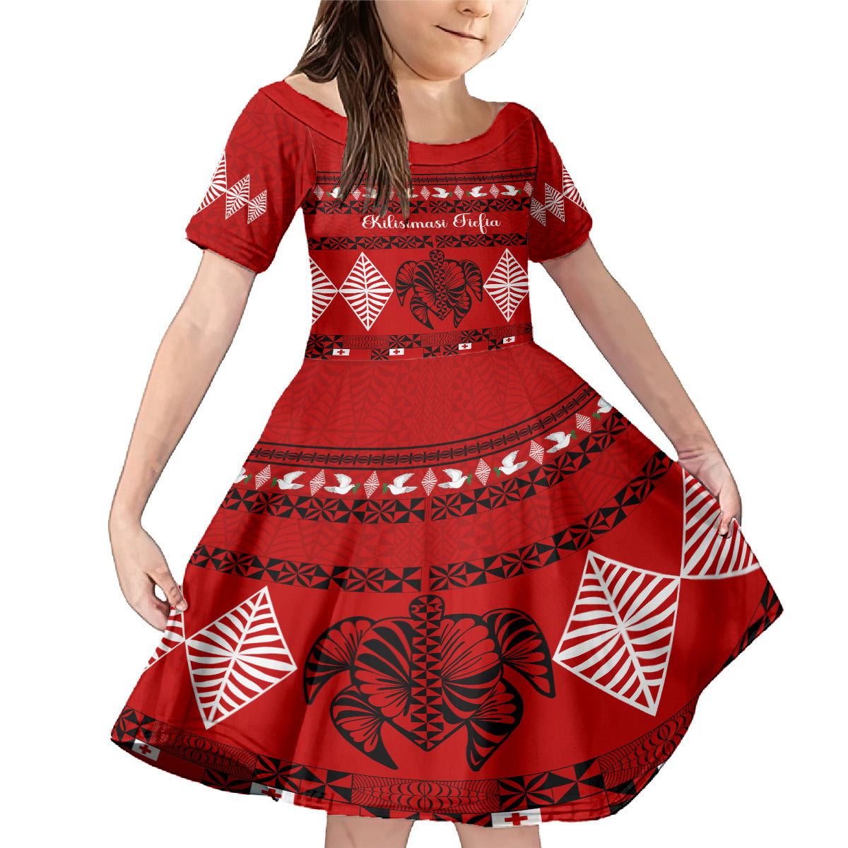 Personalised Tonga Kilisimasi Fiefia Family Matching Mermaid Dress and Hawaiian Shirt Merry Christmas with Turtle Ngatu Pattern LT9 - Wonder Print Shop