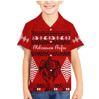 Personalised Tonga Kilisimasi Fiefia Family Matching Mermaid Dress and Hawaiian Shirt Merry Christmas with Turtle Ngatu Pattern LT9 - Wonder Print Shop