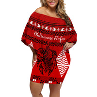 Personalised Tonga Kilisimasi Fiefia Family Matching Off Shoulder Short Dress and Hawaiian Shirt Merry Christmas with Turtle Ngatu Pattern LT9 - Wonder Print Shop