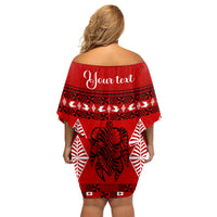 Personalised Tonga Kilisimasi Fiefia Family Matching Off Shoulder Short Dress and Hawaiian Shirt Merry Christmas with Turtle Ngatu Pattern LT9 - Wonder Print Shop