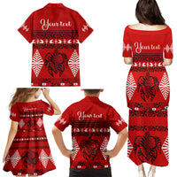 Personalised Tonga Kilisimasi Fiefia Family Matching Puletasi Dress and Hawaiian Shirt Merry Christmas with Turtle Ngatu Pattern - Wonder Print Shop