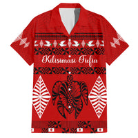 Personalised Tonga Kilisimasi Fiefia Family Matching Short Sleeve Bodycon Dress and Hawaiian Shirt Merry Christmas with Turtle Ngatu Pattern - Wonder Print Shop