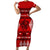 Personalised Tonga Kilisimasi Fiefia Family Matching Short Sleeve Bodycon Dress and Hawaiian Shirt Merry Christmas with Turtle Ngatu Pattern - Wonder Print Shop