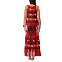 Personalised Tonga Kilisimasi Fiefia Family Matching Tank Maxi Dress and Hawaiian Shirt Merry Christmas with Turtle Ngatu Pattern - Wonder Print Shop
