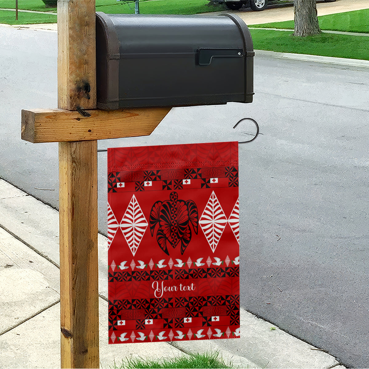 Personalised Tonga Kilisimasi Fiefia Garden Flag Merry Christmas with Turtle Ngatu Pattern - Wonder Print Shop