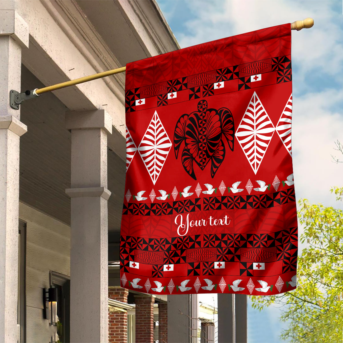 Personalised Tonga Kilisimasi Fiefia Garden Flag Merry Christmas with Turtle Ngatu Pattern - Wonder Print Shop