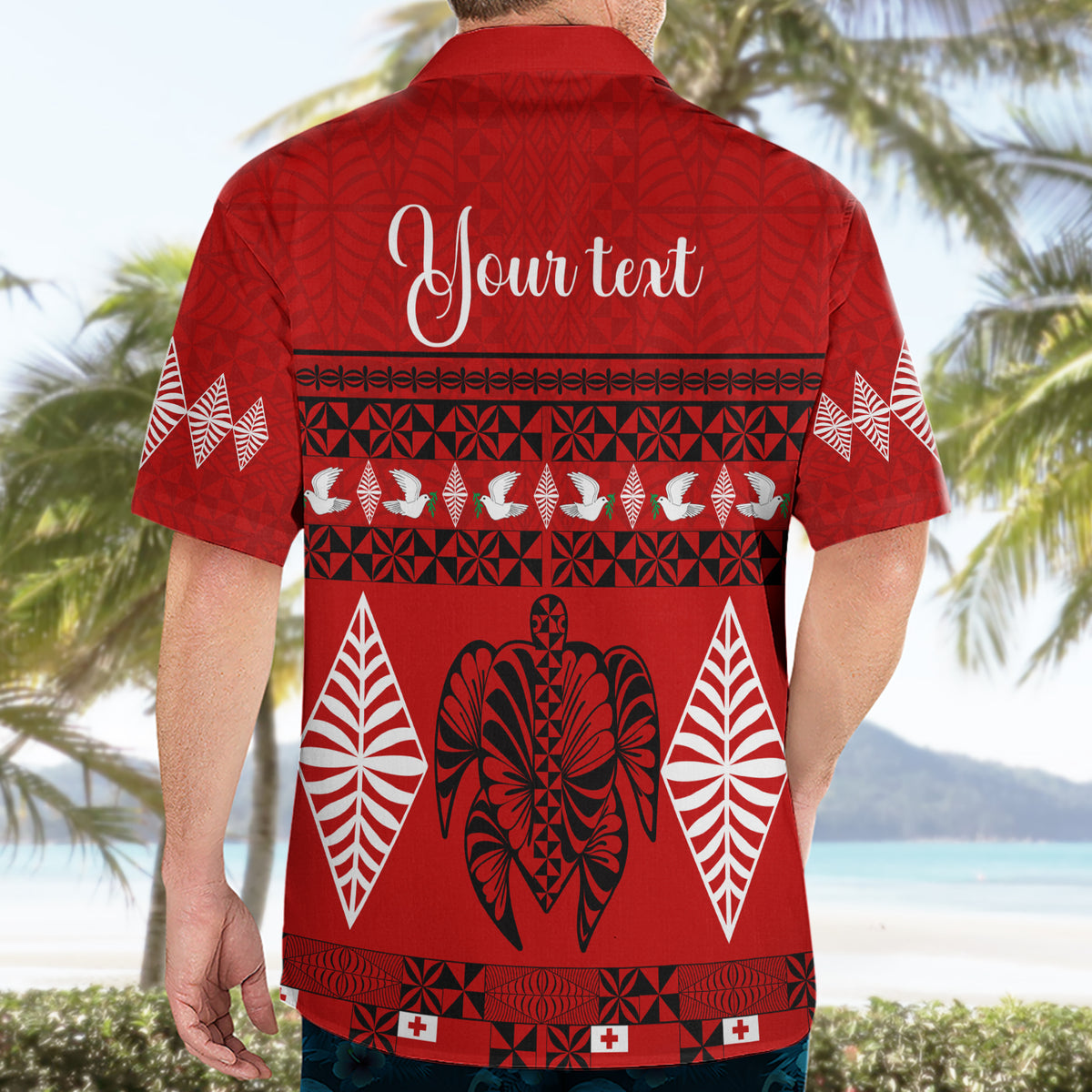 Personalised Tonga Kilisimasi Fiefia Hawaiian Shirt Merry Christmas with Turtle Ngatu Pattern - Wonder Print Shop
