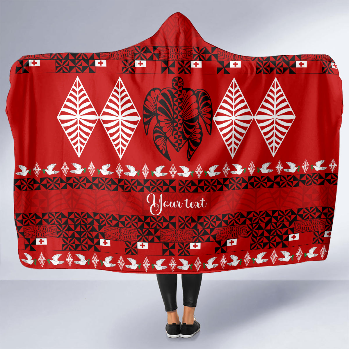 personalised-tonga-kilisimasi-fiefia-hooded-blanket-merry-christmas-with-turtle-ngatu-pattern