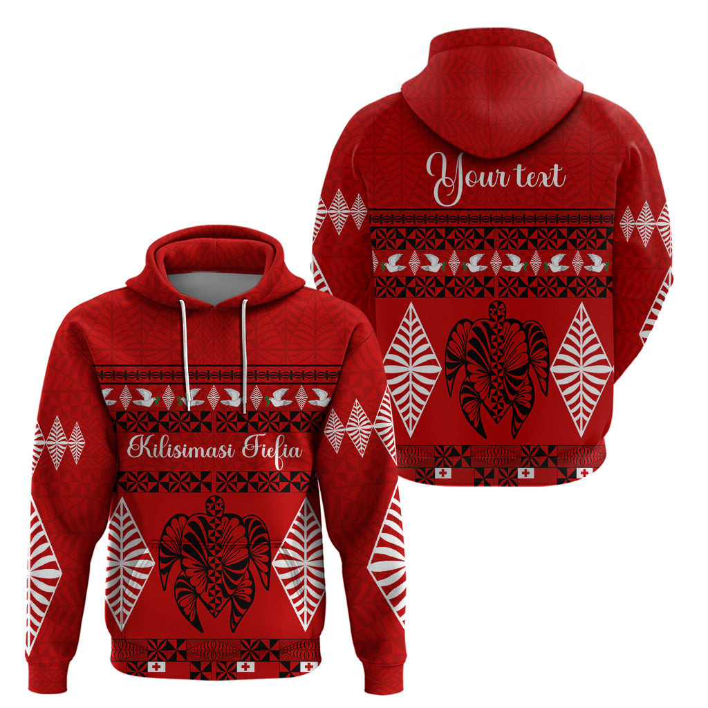 Personalised Tonga Kilisimasi Fiefia Hoodie Merry Christmas with Turtle Ngatu Pattern - Wonder Print Shop