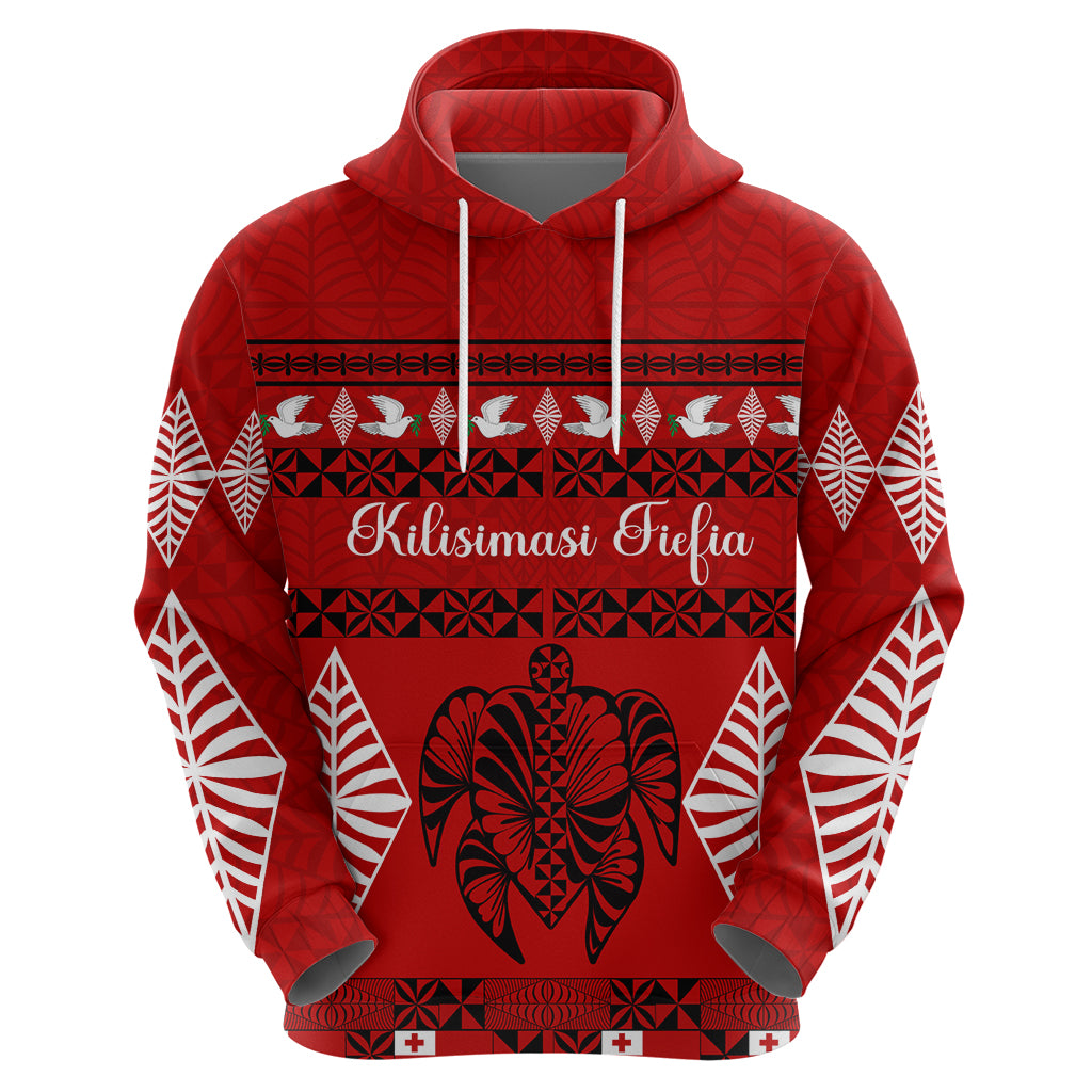 Personalised Tonga Kilisimasi Fiefia Hoodie Merry Christmas with Turtle Ngatu Pattern - Wonder Print Shop