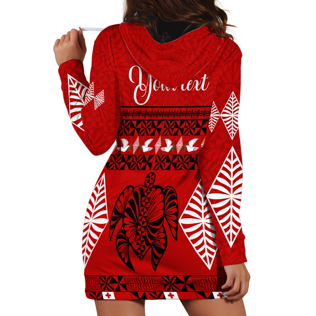 Personalised Tonga Kilisimasi Fiefia Hoodie Dress Merry Christmas with Turtle Ngatu Pattern - Wonder Print Shop
