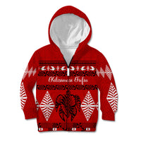 Personalised Tonga Kilisimasi Fiefia Kid Hoodie Merry Christmas with Turtle Ngatu Pattern - Wonder Print Shop