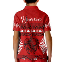 Personalised Tonga Kilisimasi Fiefia Kid Polo Shirt Merry Christmas with Turtle Ngatu Pattern - Wonder Print Shop