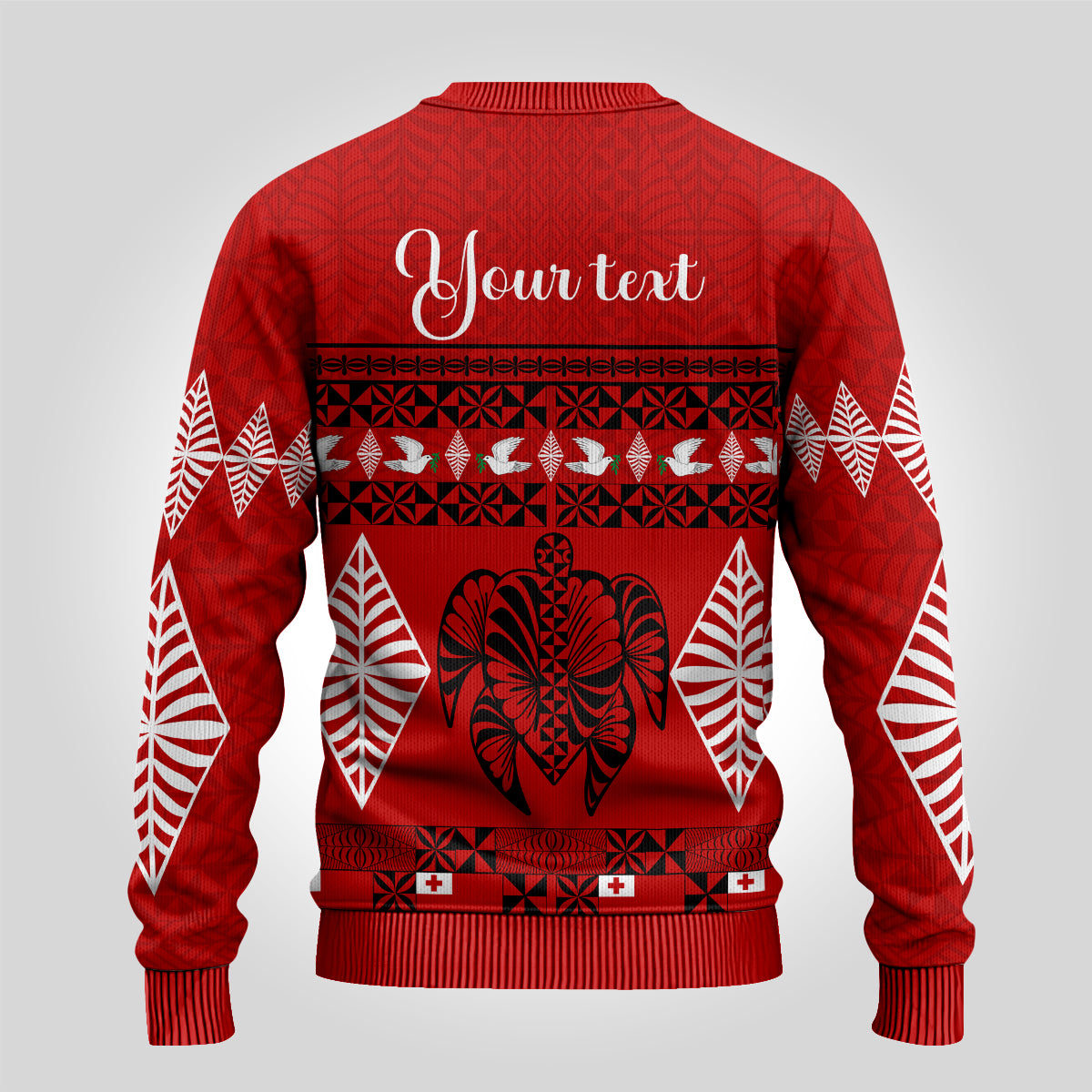 Personalised Tonga Kilisimasi Fiefia Ugly Christmas Sweater Merry Christmas with Turtle Ngatu Pattern - Wonder Print Shop